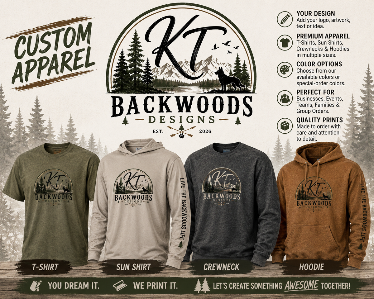 KT Backwoods Designs custom apparel