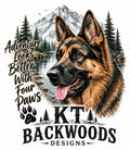 Adventure looks better with four paws German Shepherd design