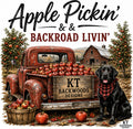 Apple Pickin and Backroad Livin rustic truck and dog design