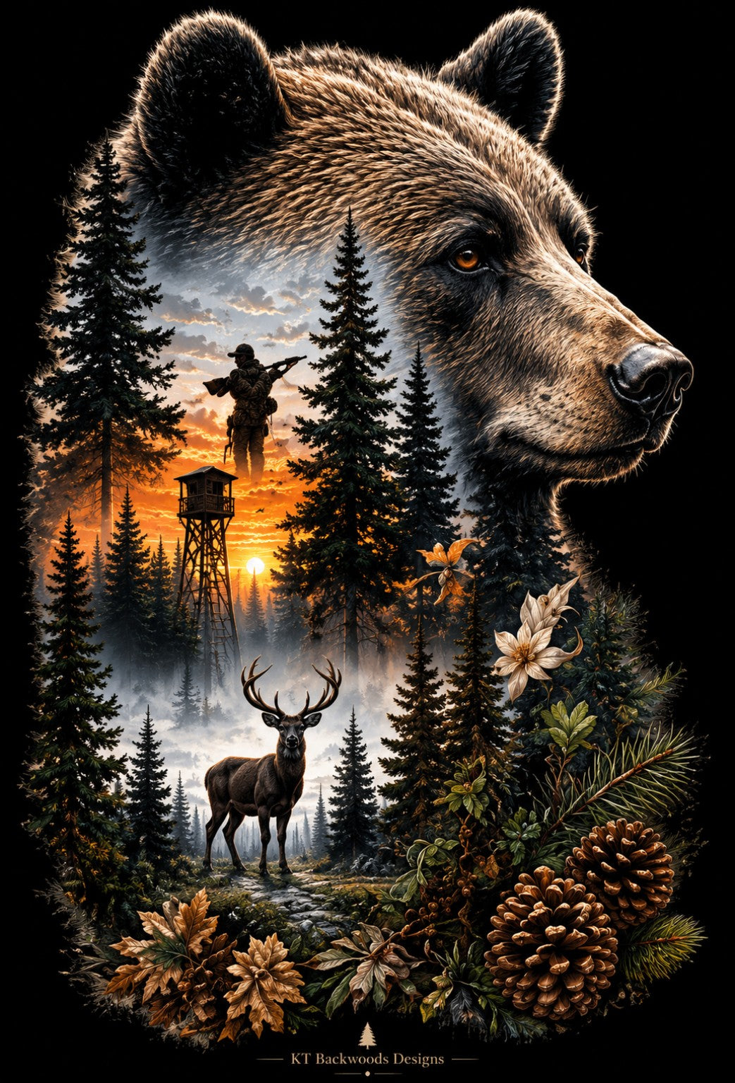 Bear hunting wilderness design by KT Backwoods Designs