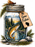 Gone Fishin rustic trout jar design