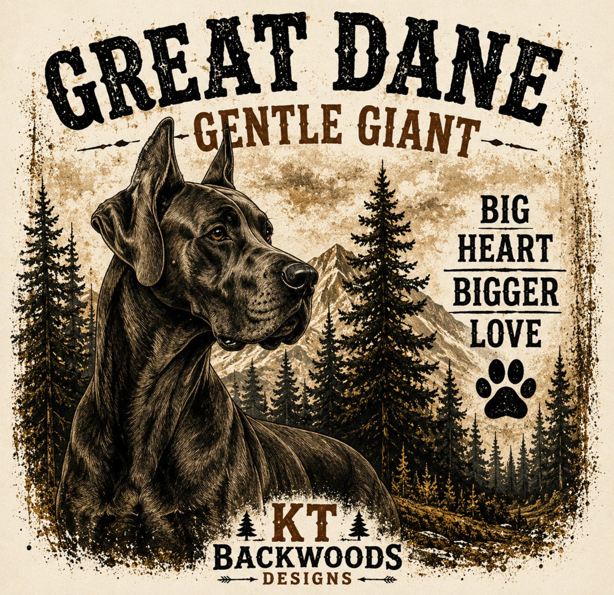 Great Dane gentle giant big heart bigger love rustic design