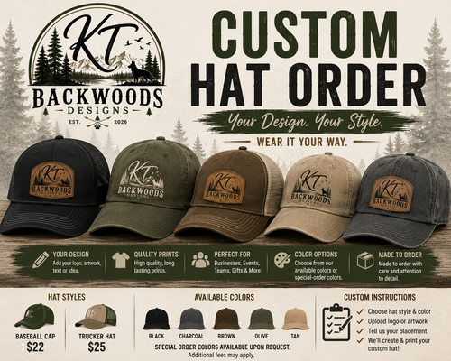 KT Backwoods Designs custom hat order
