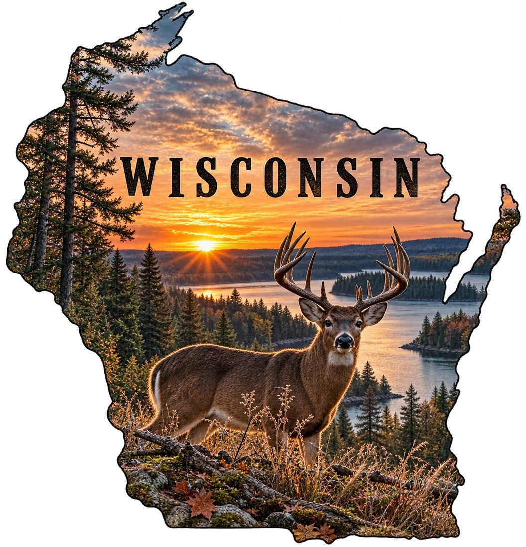 D045 Wisconsin Whitetail Sunset design