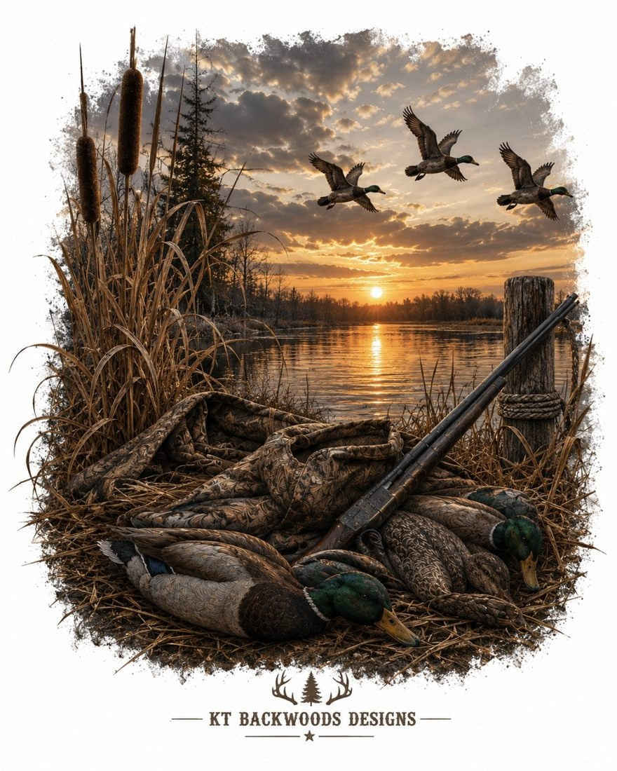 D047 Duck Hunting at Sunset design