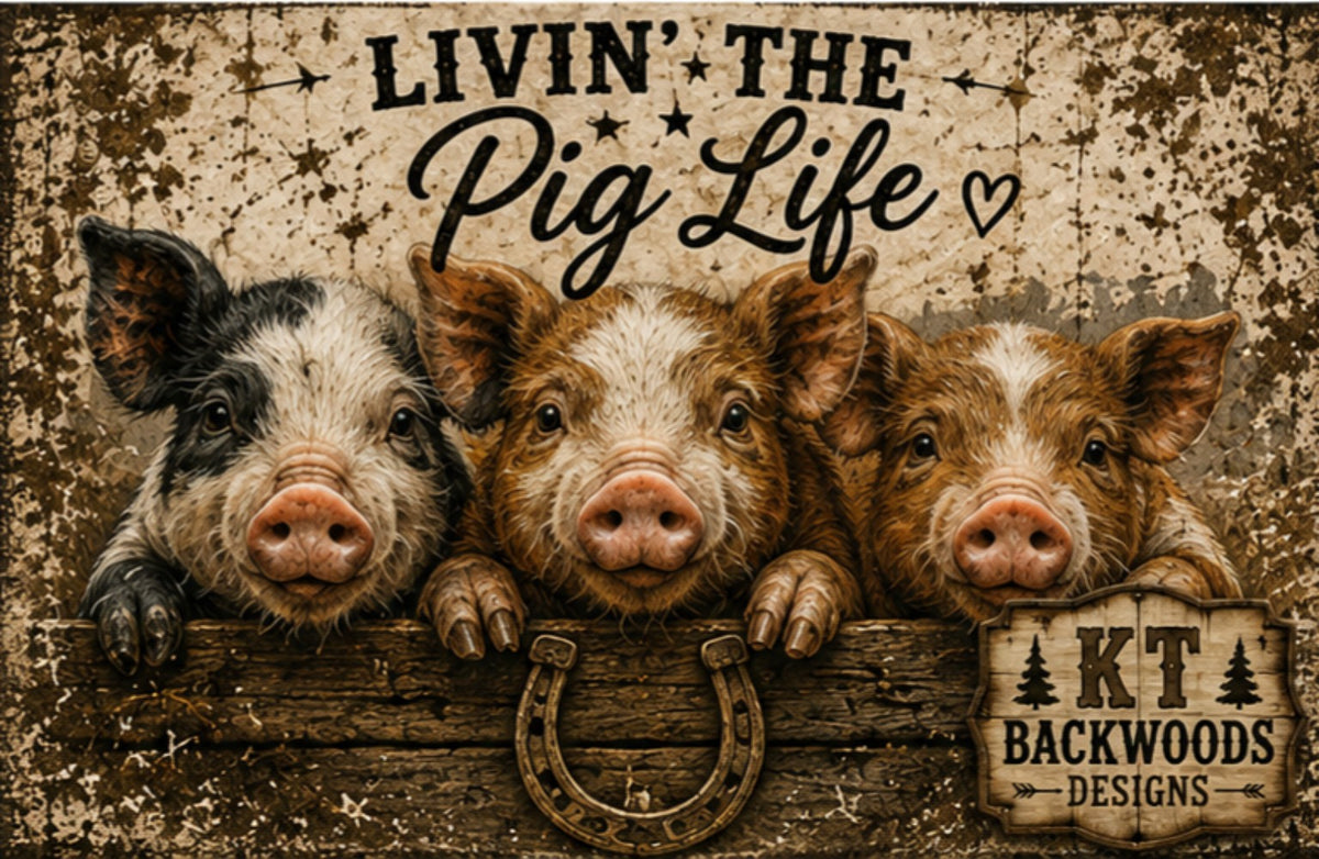 Livin the Pig Life rustic pig design