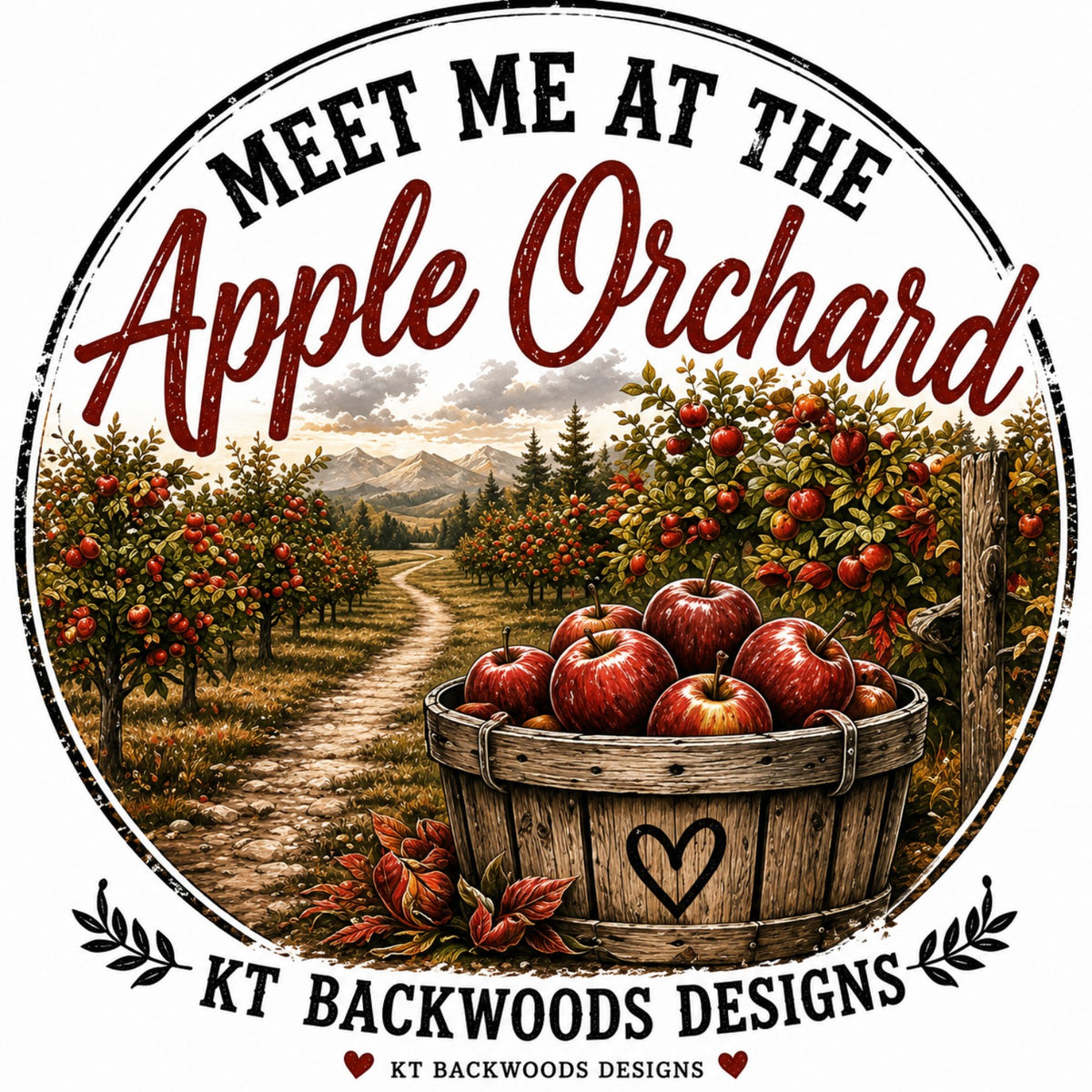 Meet me at the apple orchard rustic fall design