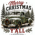 Merry Christmas y'all rustic vintage truck design