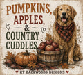 Pumpkins apples and country cuddles dog fall design